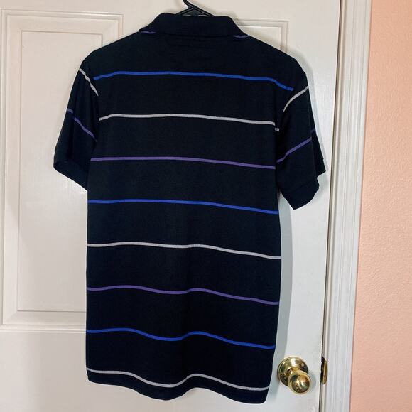 Abercrombie & Fitch Black Multicolored Stripe Muscle Collared Polo Shirt Top | M - Picture 6 of 11